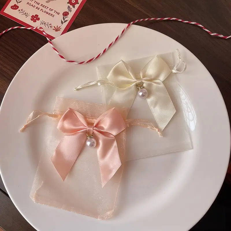 

25PCS Bow Organza Gift Bag With Drawstring Candy Cookies Packaging Jewelry Storage Pouches Birthday Wedding Party Favour