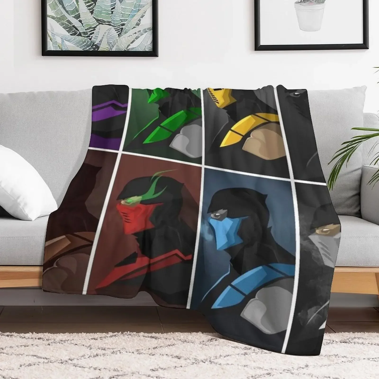 Mortal Kombat Ninjas Throw Blanket Thermals For Travel Soft Beds Sofa Blankets