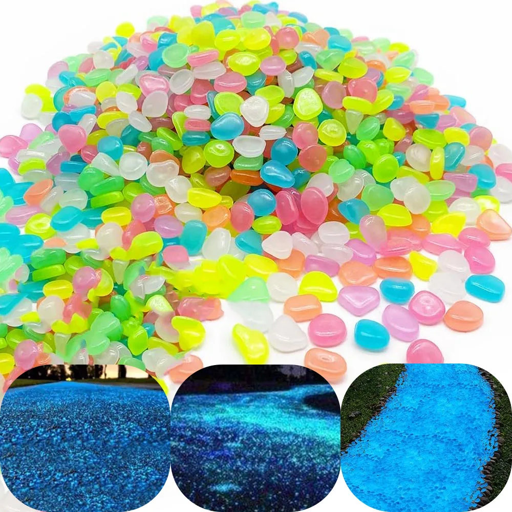 1200PCS Luminous Garden Pebbles Rocks are suitable for courtyard and walkway decoration, DIY Blue Decorative Glowing Stones