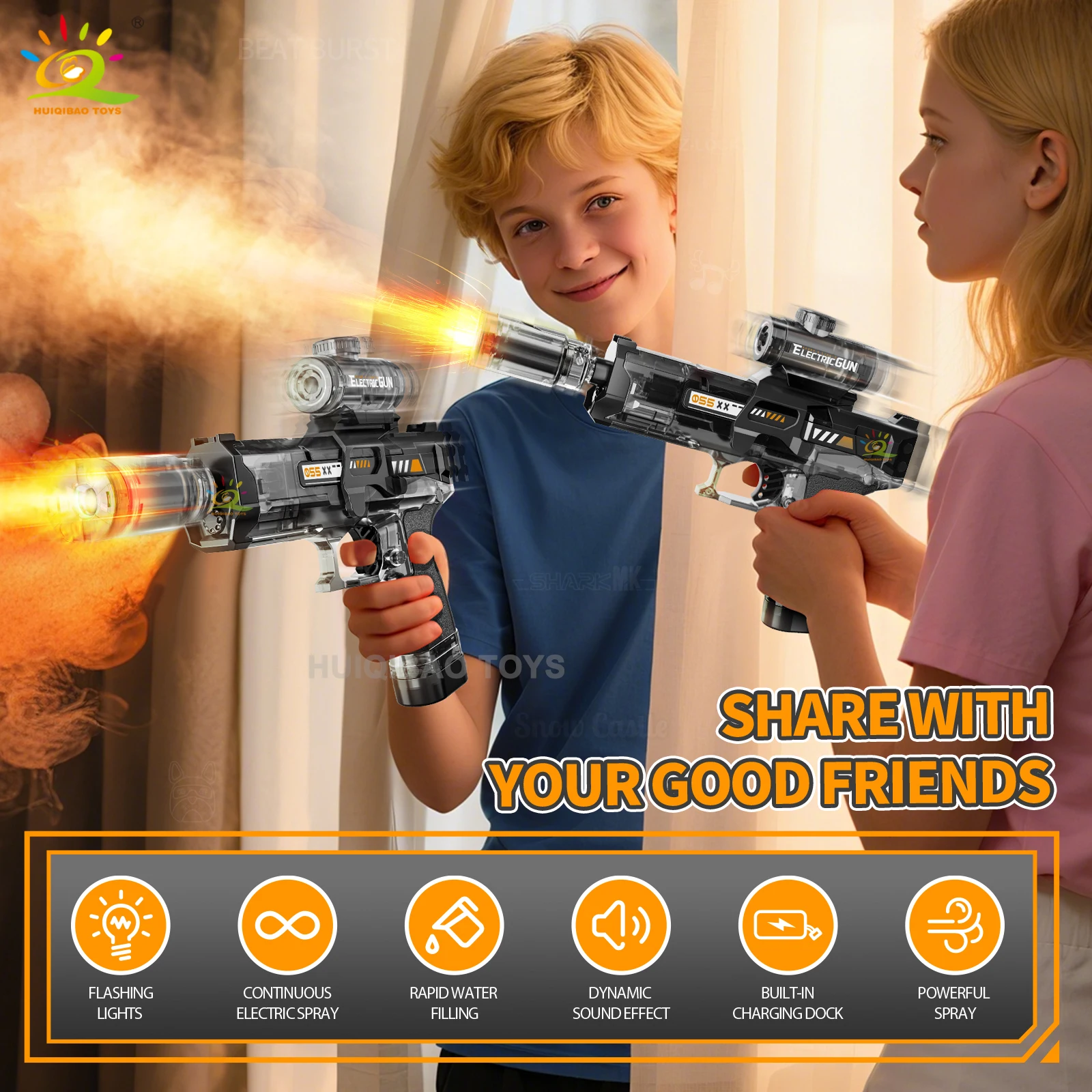 New Fire Rat Synchronized Electric Spray Light & Sound Gun  Retractable Barrel with Cool Light & Spray Effects  Adult & Childre