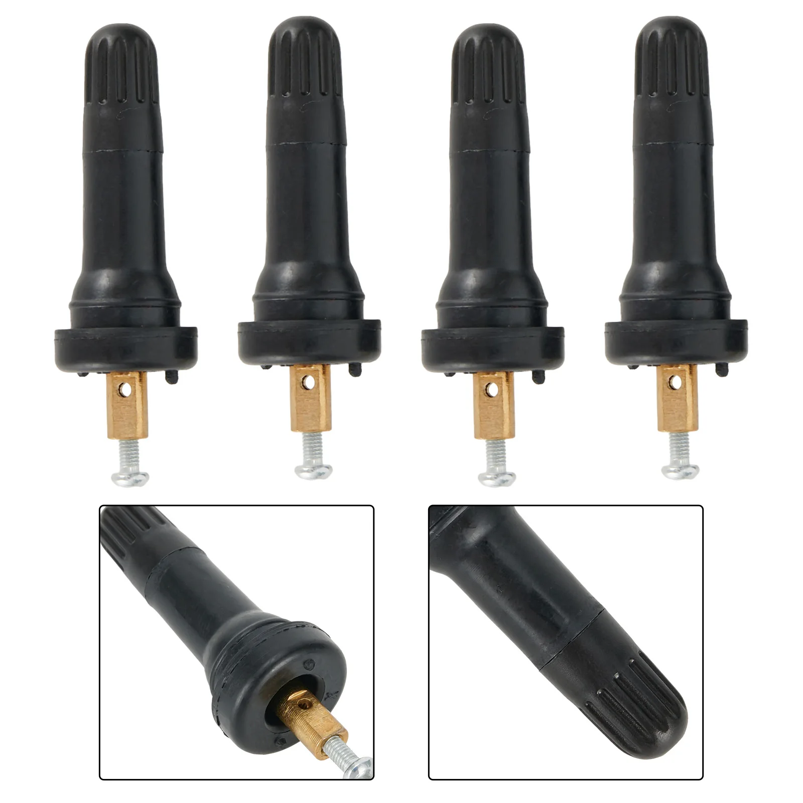 4pcs Car TPMS Tire Pressure Sensor Rubber Valve Stem Universal For GMC For Cadillac For Chevy Snap-on Stems