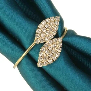 Metallic napkin ring holder for table decoration, golden leaf, wedding, 12 pcs 12 Main Sales Table napkin holder - №11
