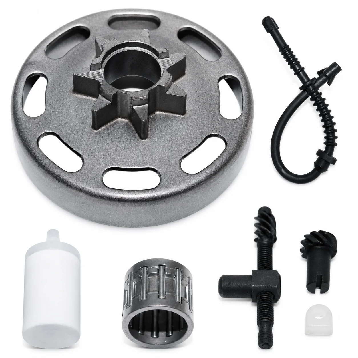 .325 7T Clutch Drum Sprocket Fuel Filter Line Bearing Adjuster Kit for Husqvarna 435 440 Chainsaw 505441501 544128601 575260403