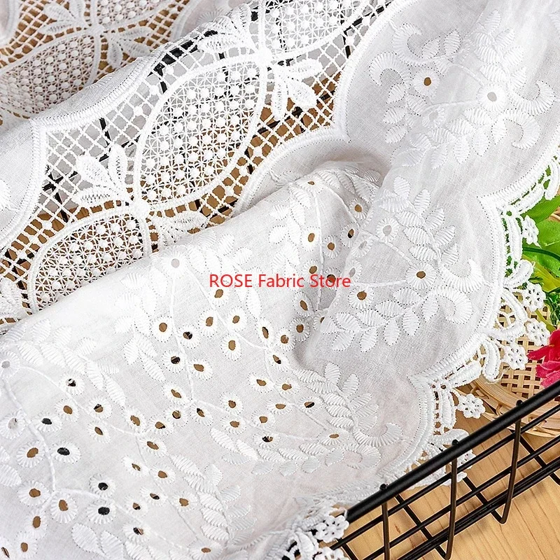 

Embroidered Cotton Hollow Lace Fabric Dress Shirt Clothing Fabric DIY Clothes Sewing Accessories By the yard