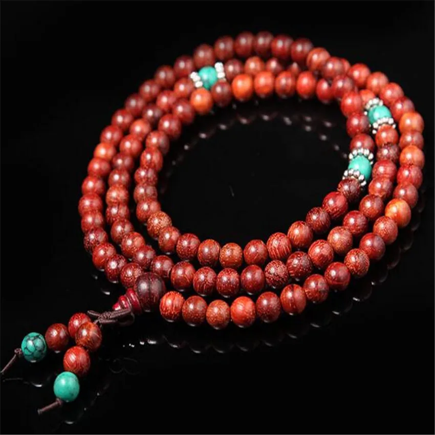 Bracelet Women Unique Beaded Adjustable Bangle Eco-friendly Link Teens Turquoise 6mm Red Sandalwood Men