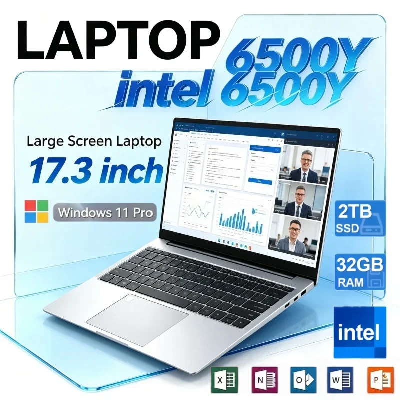 Laptop Large Screen Intel 6500Y 17.3 Inch Smart Office Study Slim 1TB/2TB Big SSD 2026 16GB/32GB RAM Windows11