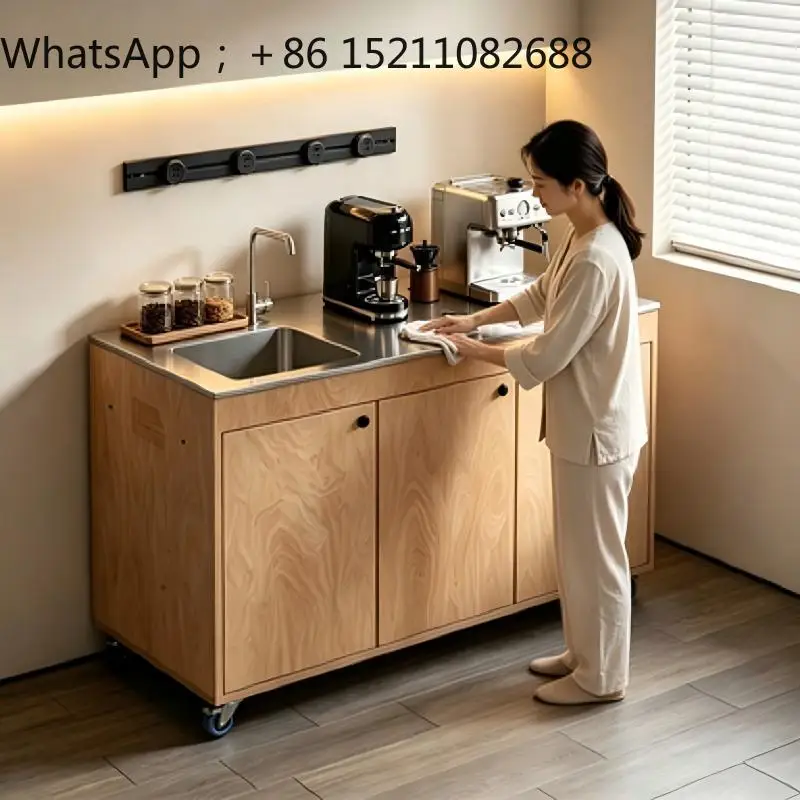 LLY removable island table household multi-function coffee with wheels console storage island cooking table
