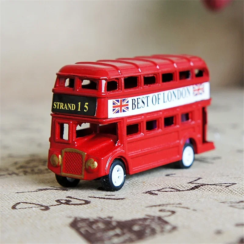 Vintage British Europe Double Decker Bus Model Miniature Pencil Sharpener London Metal Retro Home Decor Antique Children Toy