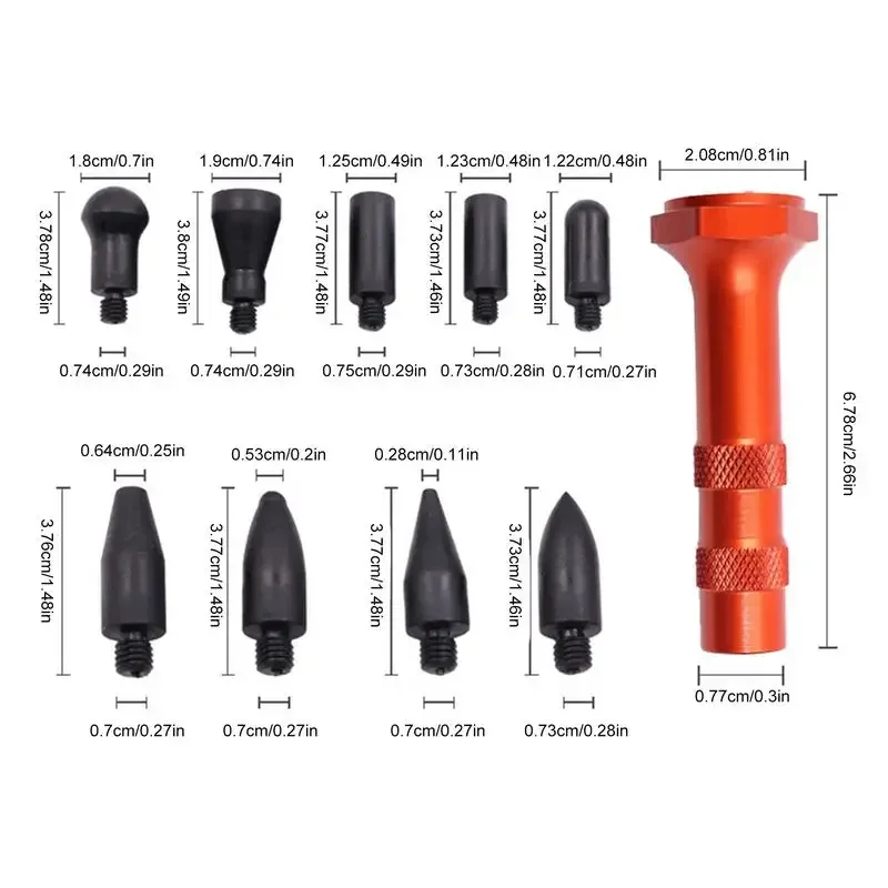 Dent moldar percussão reparação ferramenta, dent dent, martelo de borracha, nivelamento caneta, 9 formas