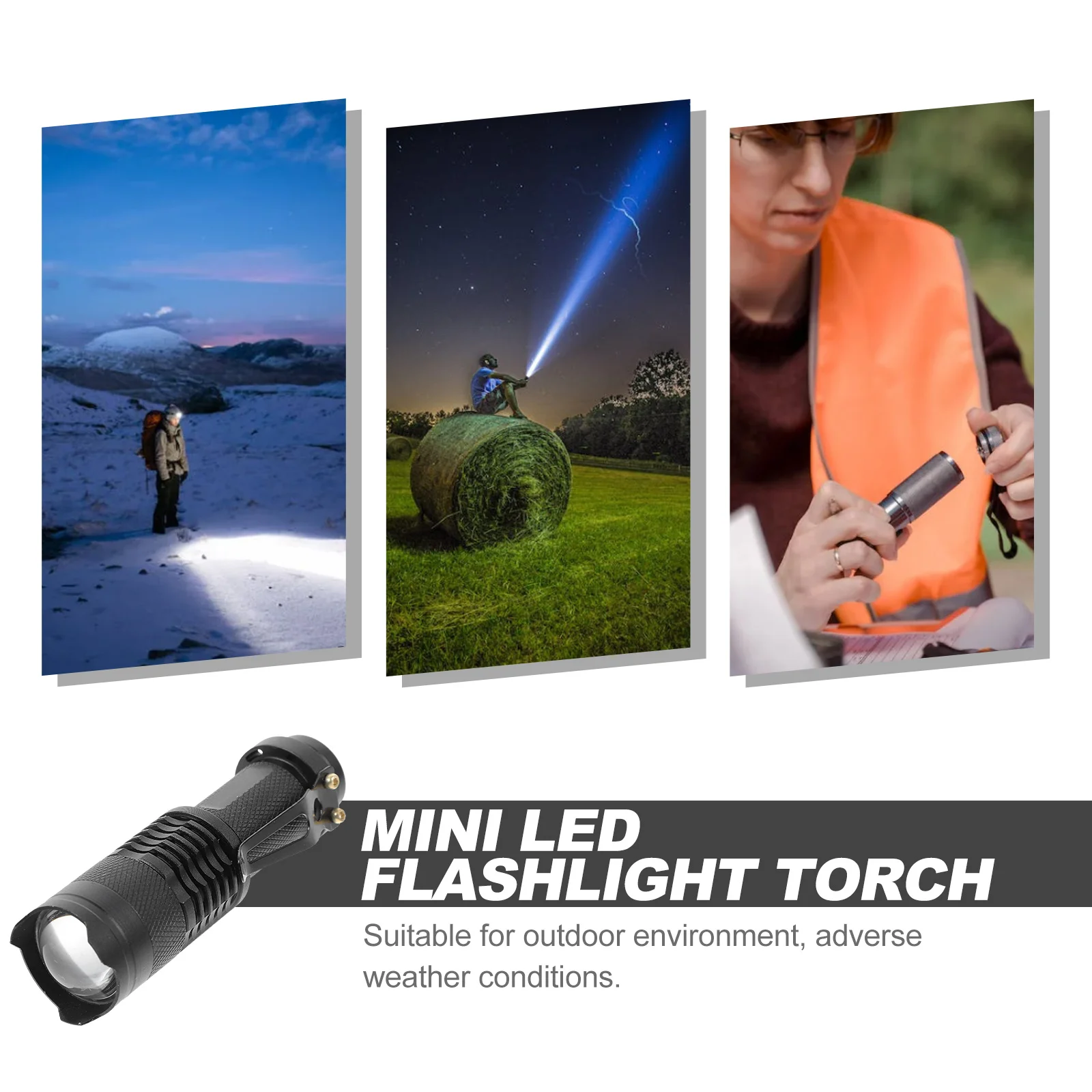 

7W Q5 300lm Mini LED Flashlight Torch Black Waterproof Zoomable Adjustable Focus Outdoor Portable Bright Light