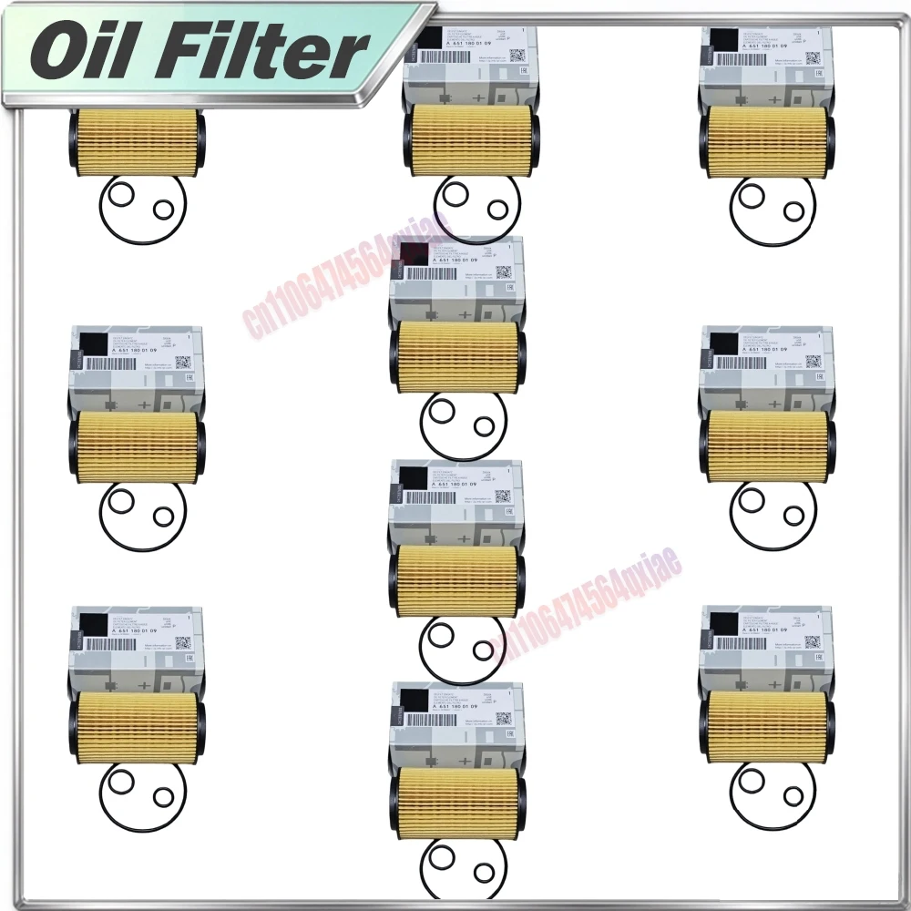 10PCS Car Oil Filter A6511800109 For OM651 Engine W204 W205 W212 W447 X156 X253 B906 A180 B200 C200 E220 E250 GLA200 GLC220