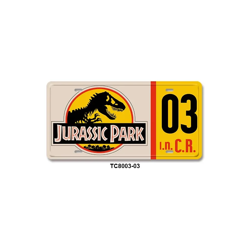 Celebrity Machines Jurassic Park Metal Printing License Plate 15x30cm High Quality Edge Wrapping Technology