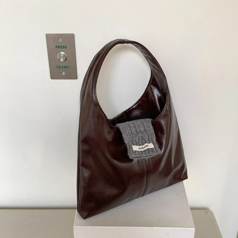 

Новая винтажная сумка с верхней ручкой, большая вместительная мягкая кожаная сумка на плечо для женщин, удобная и универсальная текстурная дорожная сумка