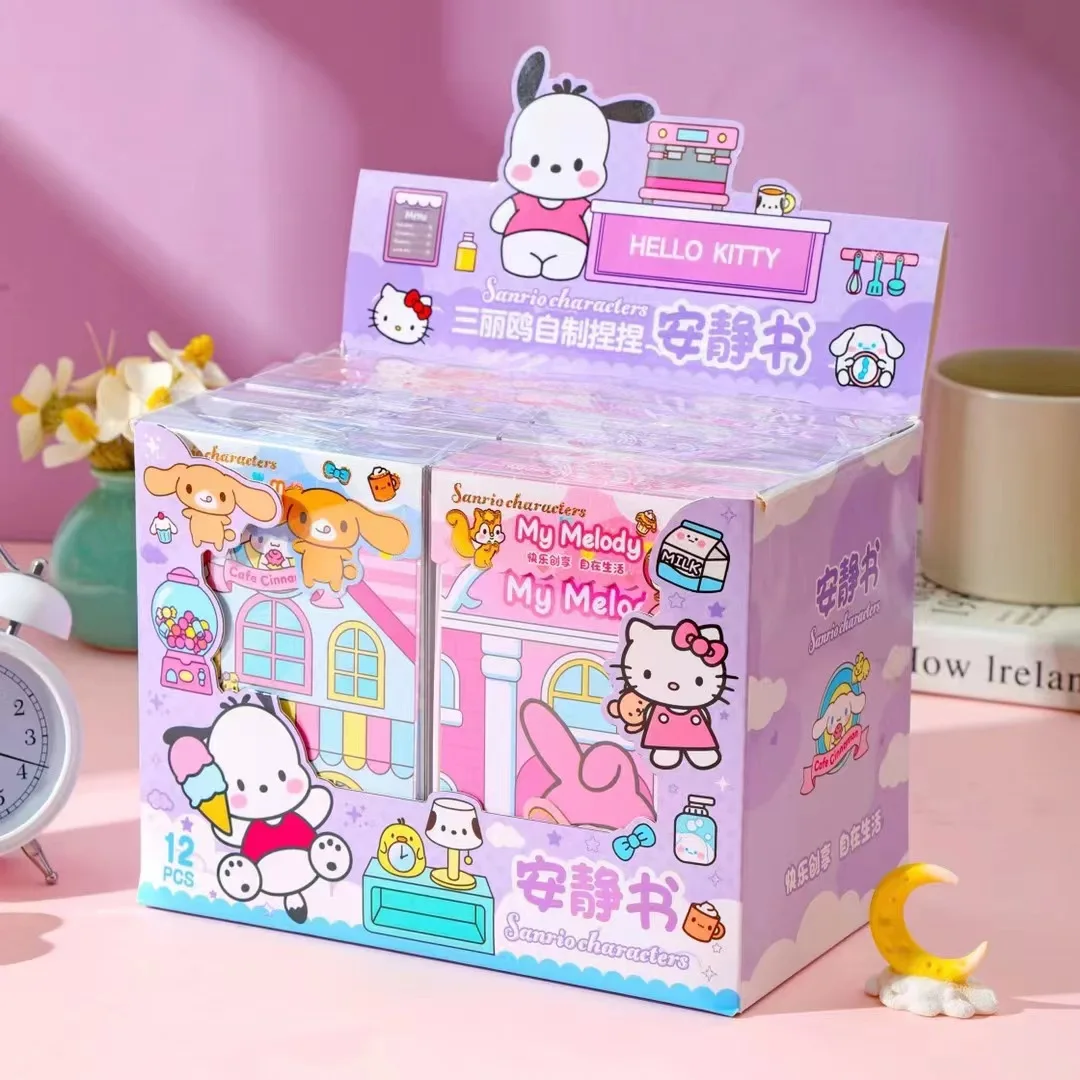 Nowa Kawali Sanrio moja melodia Kuromi naklejki gry cicha książka zabawna DIY domowej roboty melodia książki dziewczyny Anime zabawki prezentowe dla