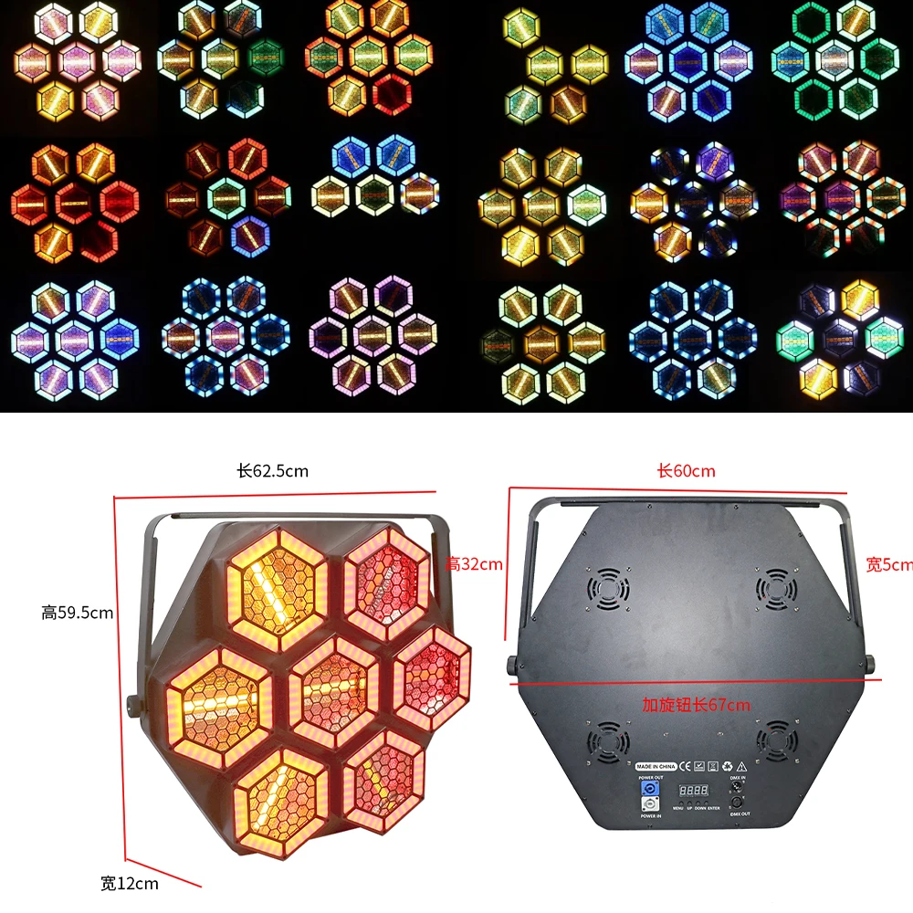 7 LED Hexagonal Vintage LED Stage Light RGB Pixel Matrix Retro Effect Light DMX Control Strobe Background Lighting for Bar Club view 2