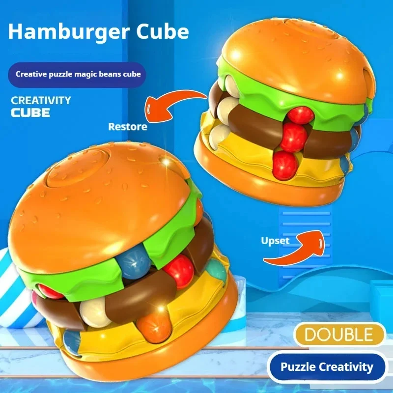 Hamburger Fries Magic Cube Creative Toy Magic Beans Stress Relieving Fingertip Gyroscope New Unique Burger Children Puzzle Ball