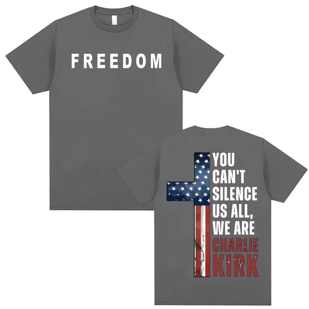 You Can't Silence Us All Charlie Kirk Christian Conservative T-shirts for Men Women Vintage Gothic T Shirt Short Sleeve T Shirts