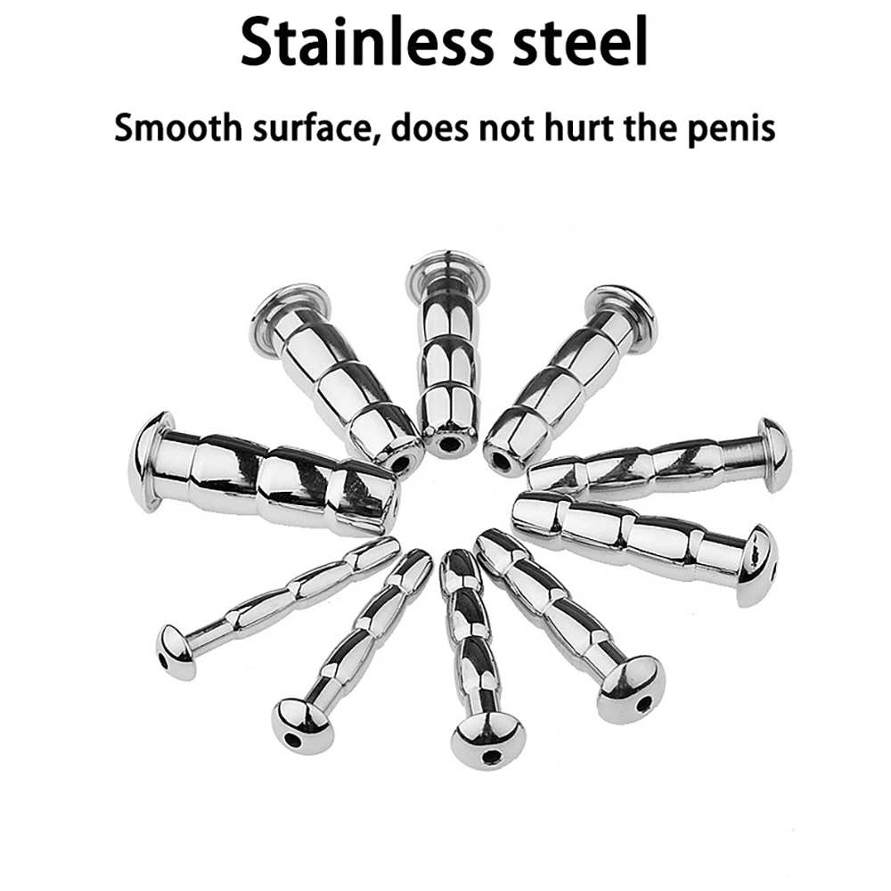 Stainless Steel Penis Plug Sex Toys for Men, Estimulador Uretral, Dilator Metal, Masturbação Uretral, Jogo Adulto, 10 Tamanhos