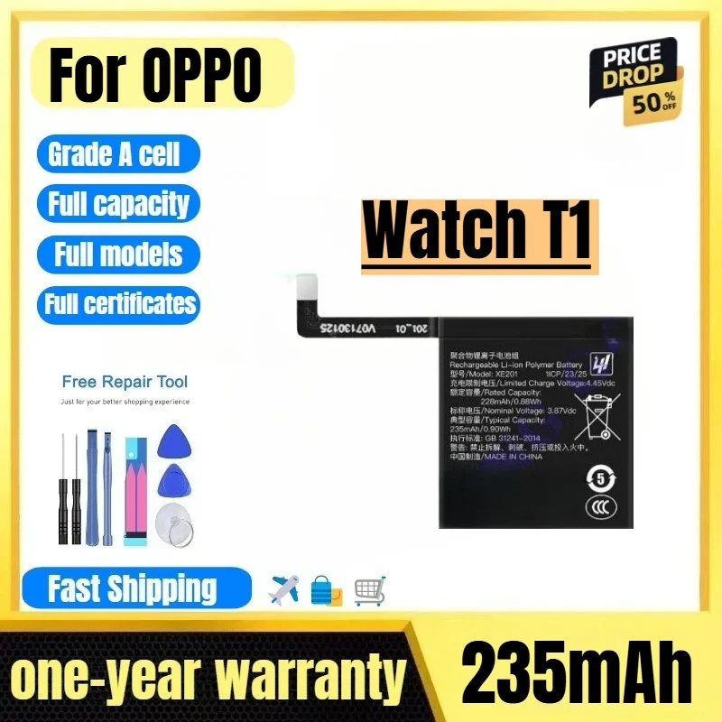 XE201 for OPPO Watch T1 Watch Battery 0 Cycle High Quality High Capacity Battery Replacement Bateria Grade A Cell with Tools