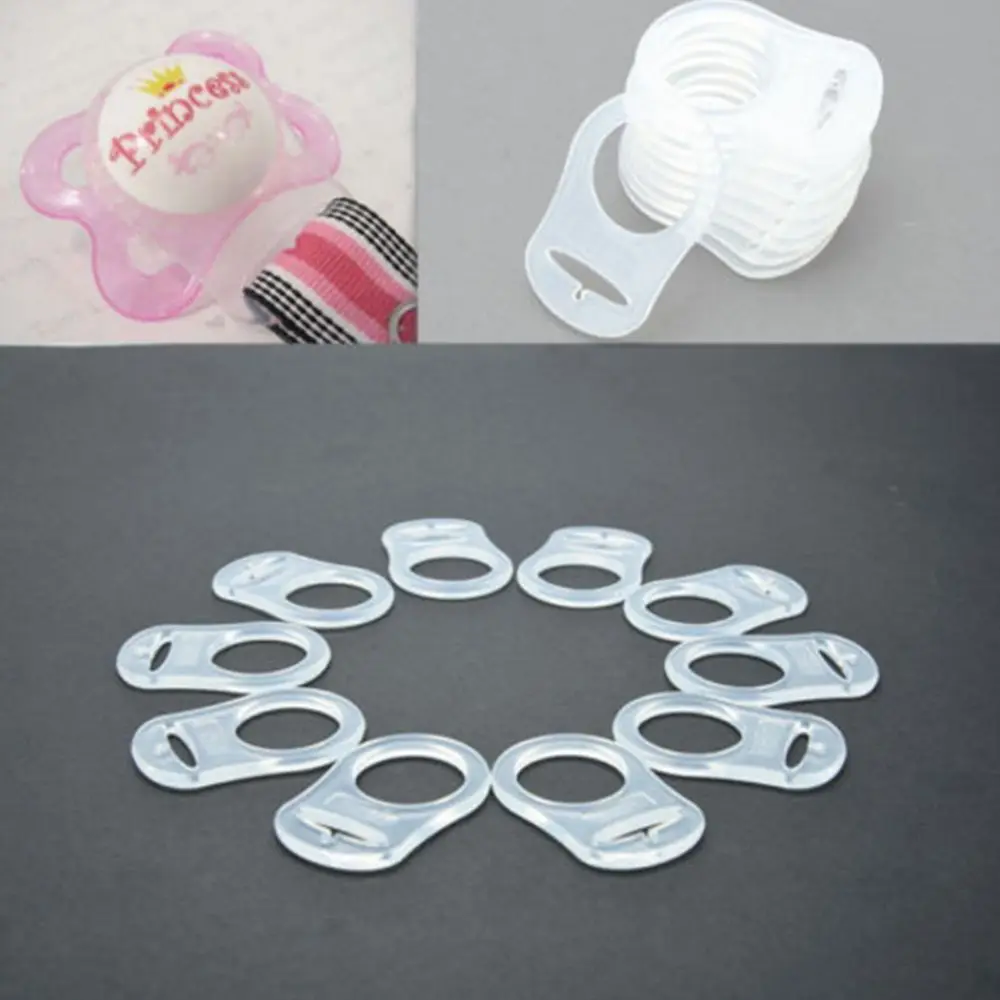 MAM White 10 Pcs Holder Ring Silicone Transparent Pacifier Clip Pacifier Clip Adapter Dummy Adapter