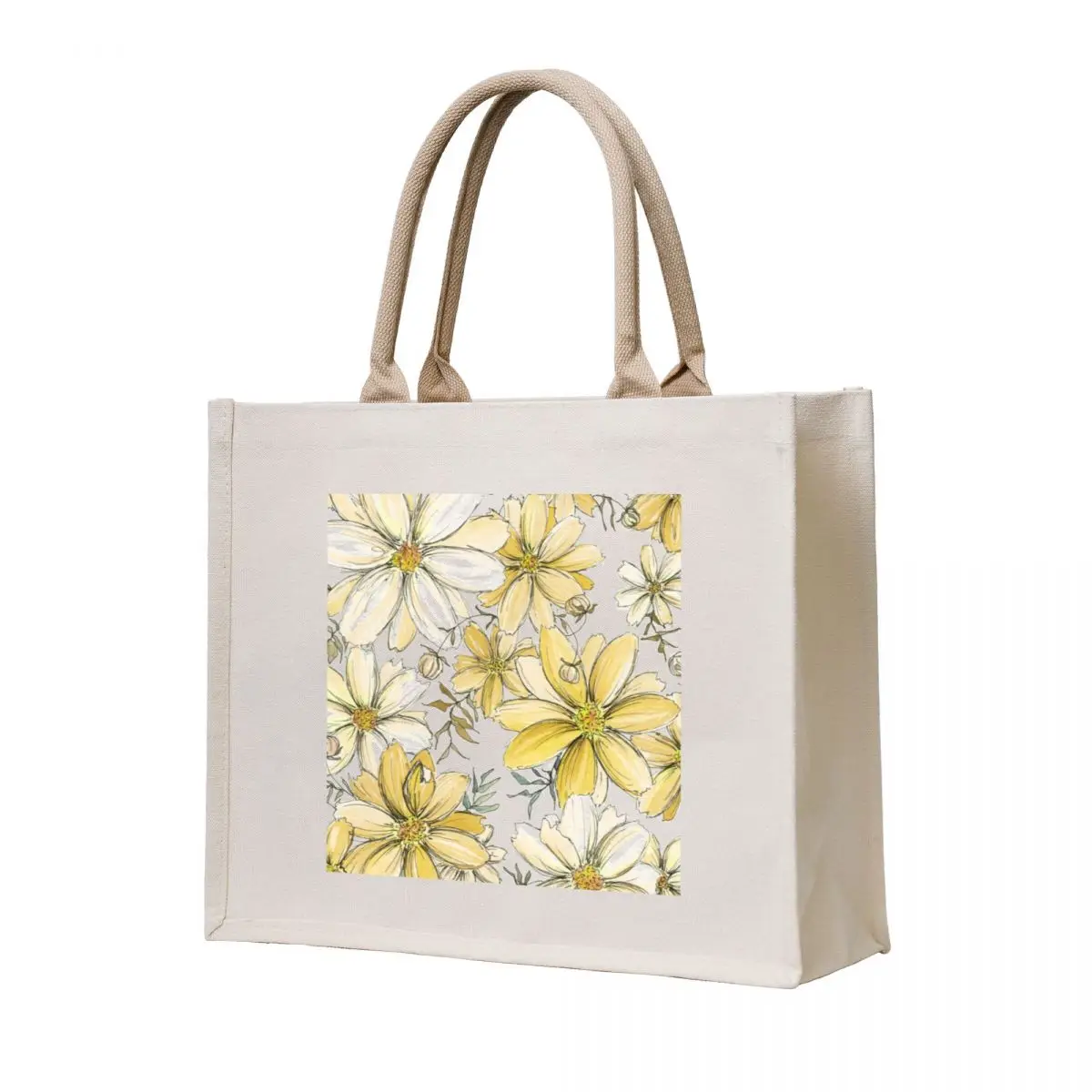 

Gold and Cream Flower Pattern Tote Bag shopping bag ecological bags Cloth bags Big bag women