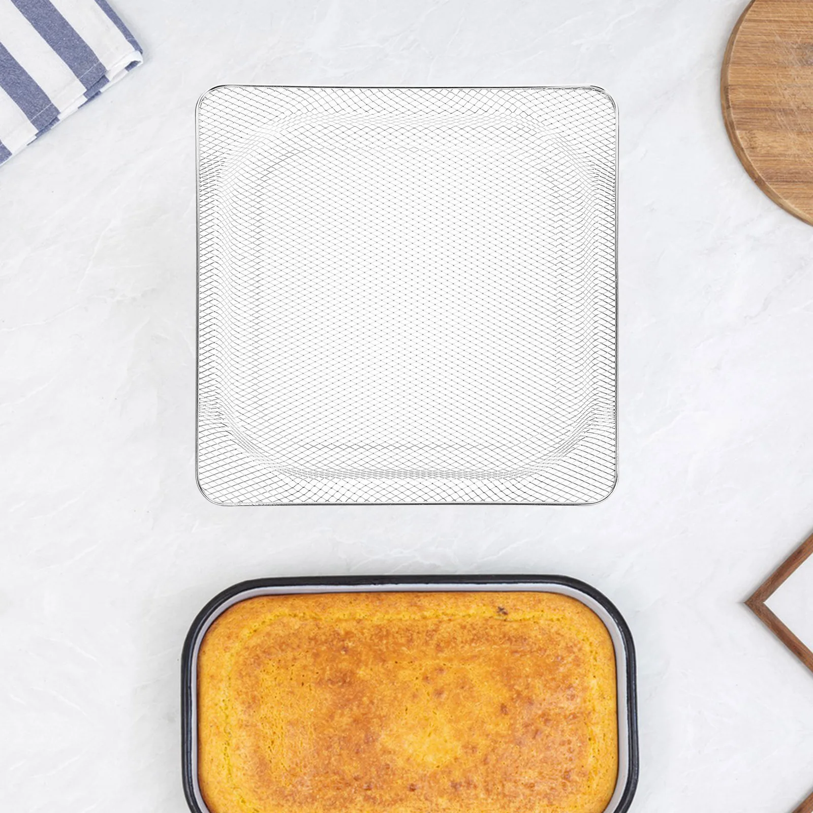 

Stainless Steel Air Fryer Basket Replacement Grill Rack Oven Tray Fry Basket Mesh Crisper Tray for Healthy Cooking Drain Oil