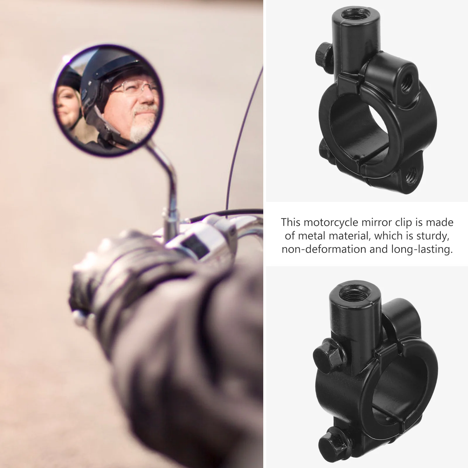 

2Pcs Motorcycle Mirror Mount Durable Metal Wide Compatibility Easy Install Enhanced Visibility Motorbike Accessories