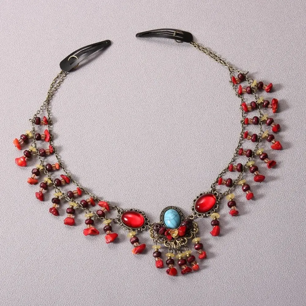 خمر العرقية نمط رئيس سلسلة متعدد الألوان الخرز يدويا مهرجان الجبين سلسلة البوهيمي أنماط الحاجب قلادة