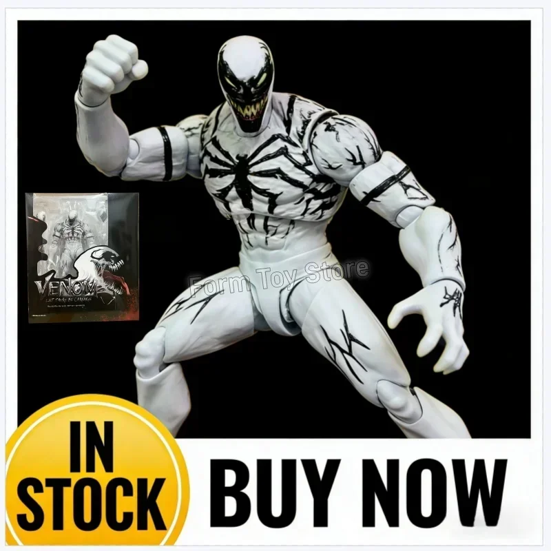 

In Stock SHF Anti-Venom Action Figure White Symbiote Spider-Man Series Articulated Model Toy Collectible Figurine Gift for Fans
