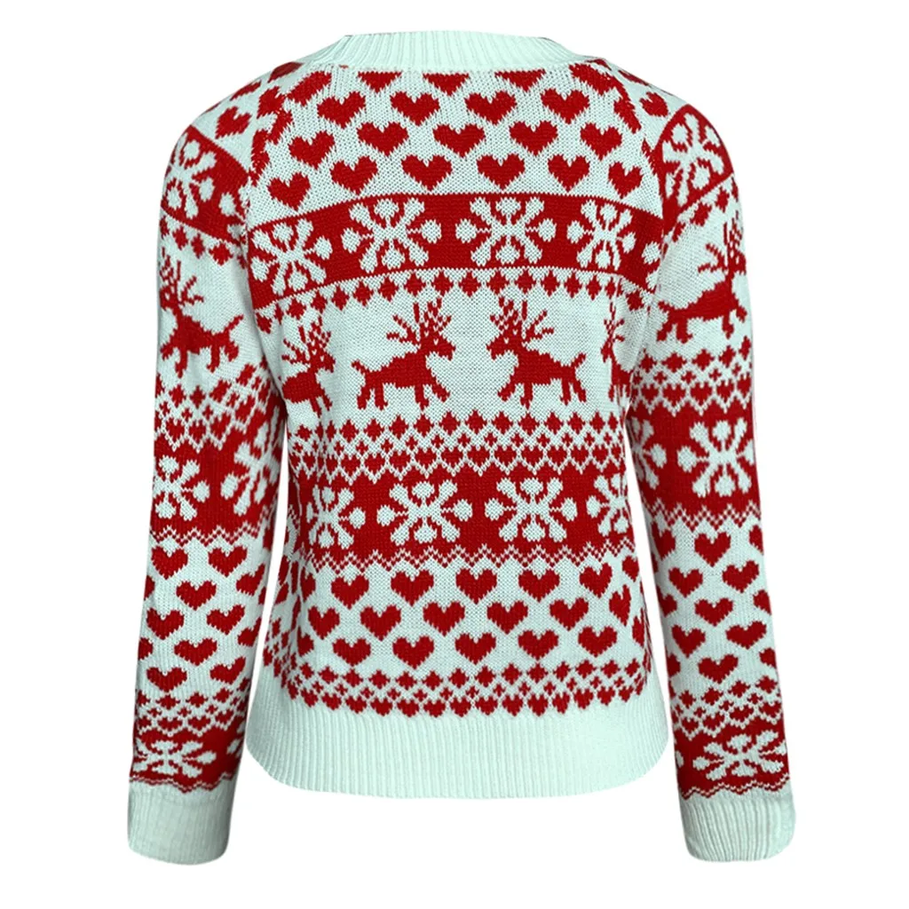 2024 New Winter Christmas Sweater For Women Xmas Moose Print Long Sleeve Y2k Clothes Warm Thicken Jumpers Pullover Tops Knitwear