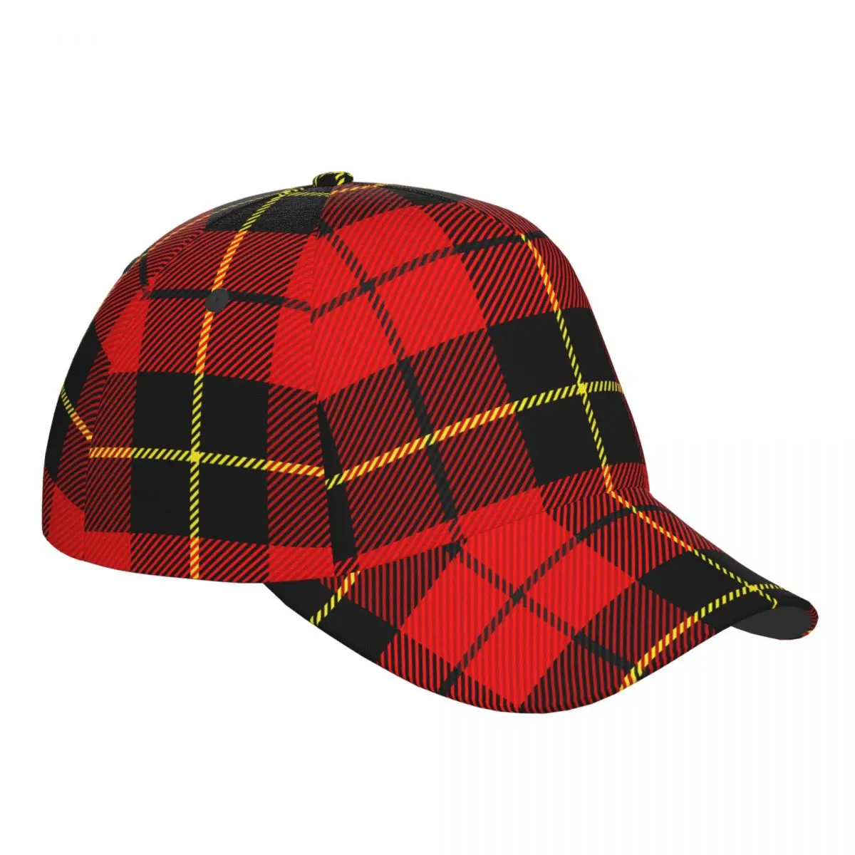 Baseball Cap Hat Hip Hop Tartan Red And Black Plaid Sun Hats for Adult Men Women Hat