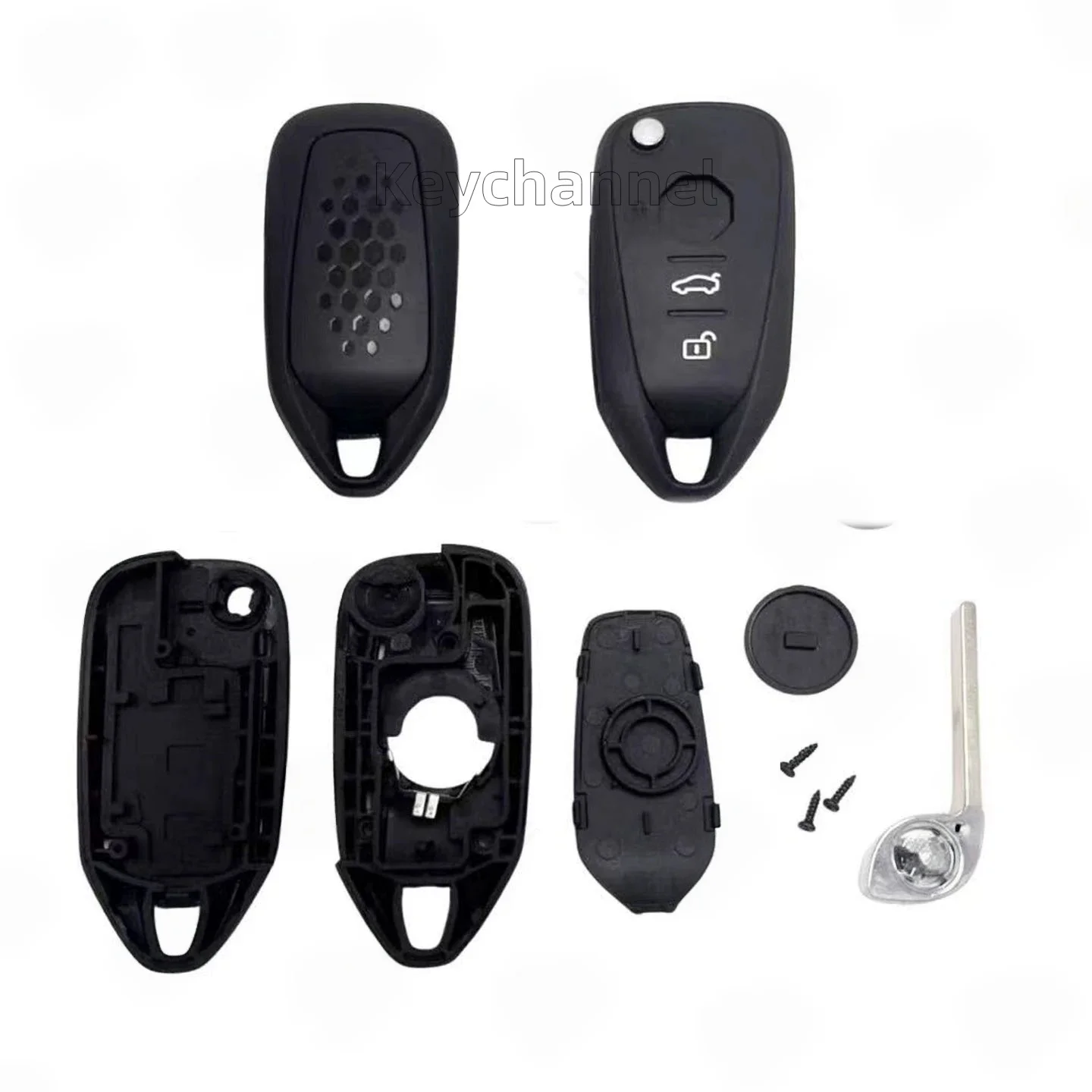 keychannel 1pcs 3 Buttons Flip Remote Shell HU100/HU100r Key Shell Cover Compatible with MG7 Chinese Replace ment Car  Key Shell