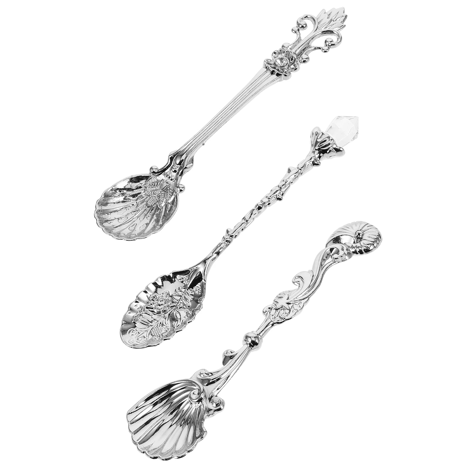 

1 set European Style Alloy Spoons Set Long Handle Coffee Tea Spoon Mini Dessert Scoop Metal Cutlery Kitchen Tool