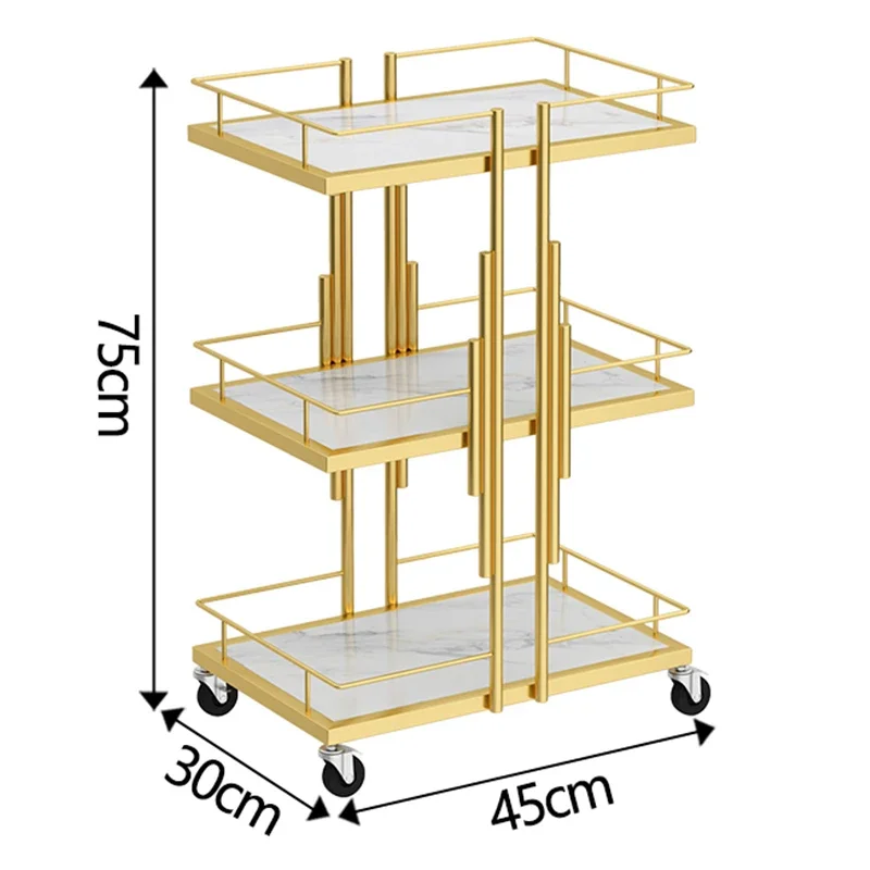 Luxury Iron Salon Trolley Manicure Mobile Tools Cart Modern Commercial Multi-Layer Storage Beauty Furniture