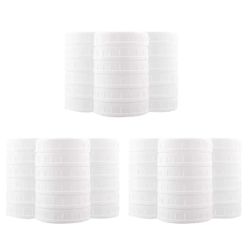 A27F-54 Pack Plastic Regular Mouth Jar Lids For Ball, Kerr And More - Food Grade White Plastic Storage Caps