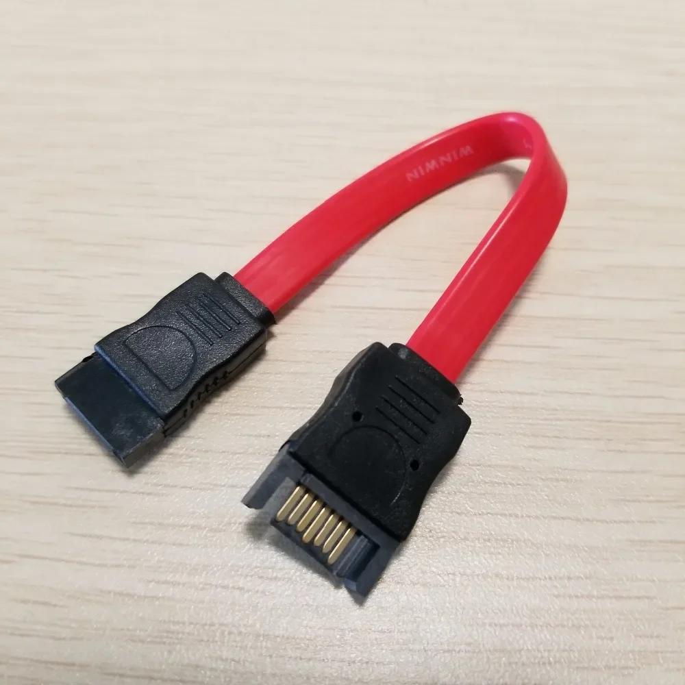 Cable de alimentación serie de extensión de datos SATA de Dirve duro macho a hembra rojo 10cm