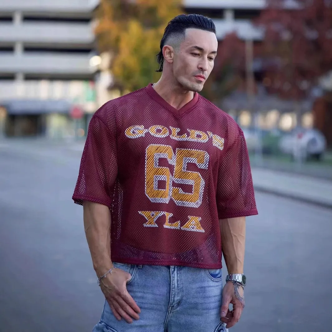 الرجال تي شيرت تي شيرت الرجال الصيف جديد الرياضة الترفيه الخامس الرقبة موضة ملابس فضفاضة ومريحة رياضة قمصان للجري رجل