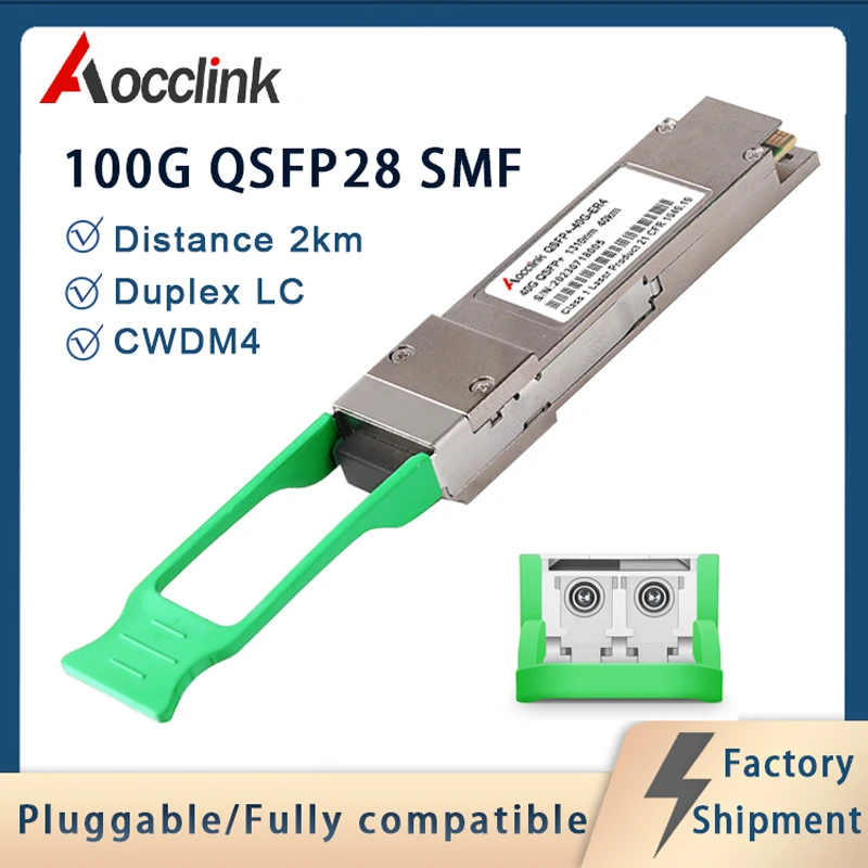 100G QSFP28 CWDM4 1310nm 2km GBIC Duplex LC Transceiver Fiber Optic Modules for Cisco Mellanox Ethernet Switch DDM Support