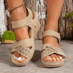 Stylish Women's Summer Cross Wedges Sandals Soft Summer Shoes Women Platform Sandalias Mujer Elegant Wedges Shoes