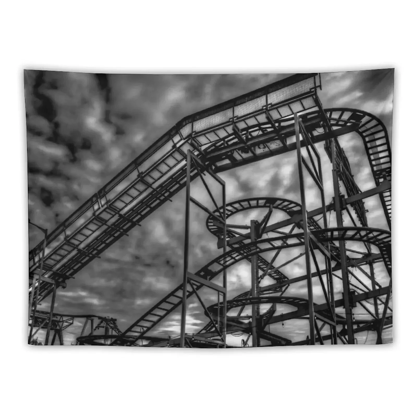 Monochrome Rollercoaster Tapestry Decorations For Your Bedroom Custom Bedroom Decoration Aesthetic Home Decor Tapestry