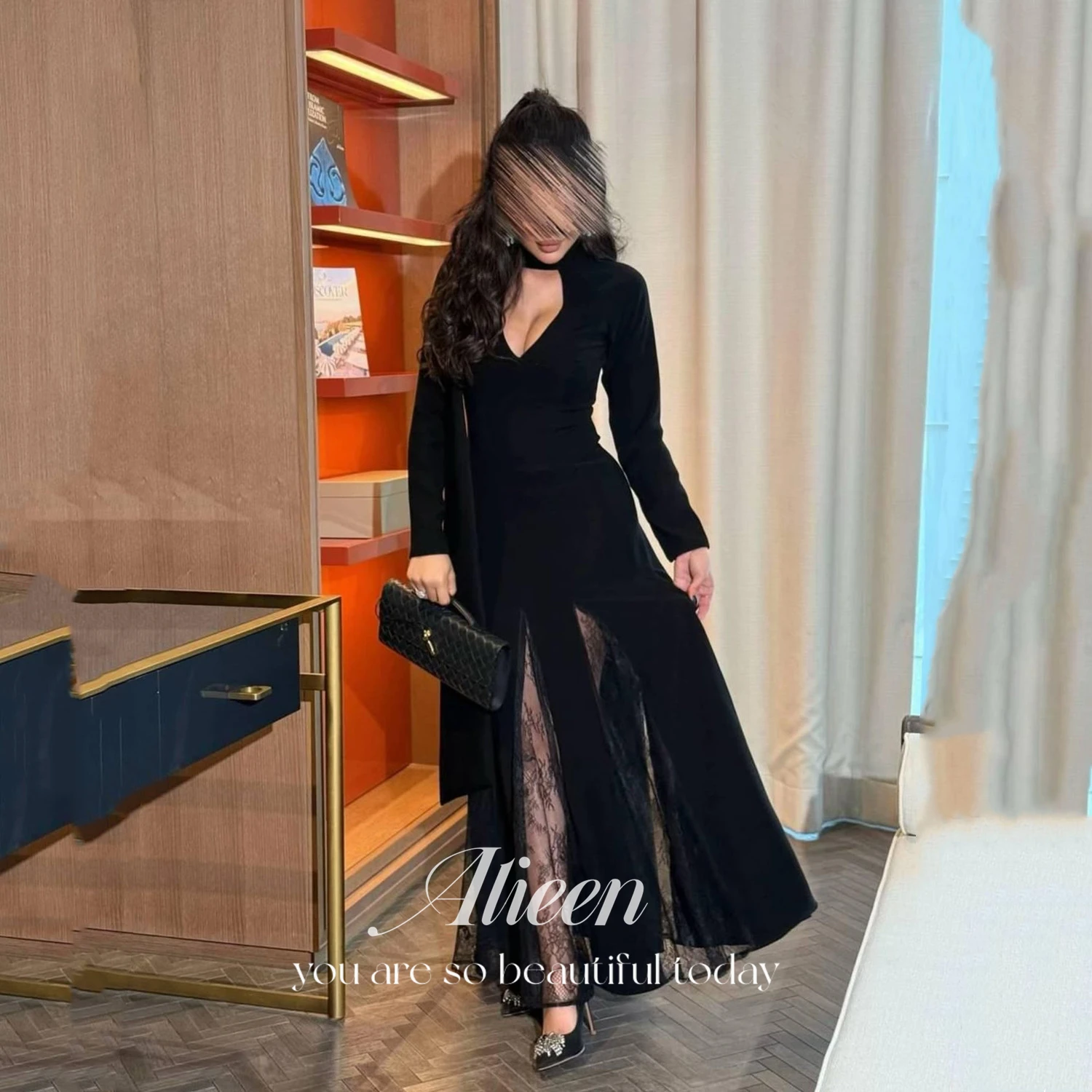 

Aileen Vestidos De Noche Шикарные вечерние платья для особых случаев Индивидуальные черные элегантные платья для выпускного вечера 2025 فساتين سهرة Кружева