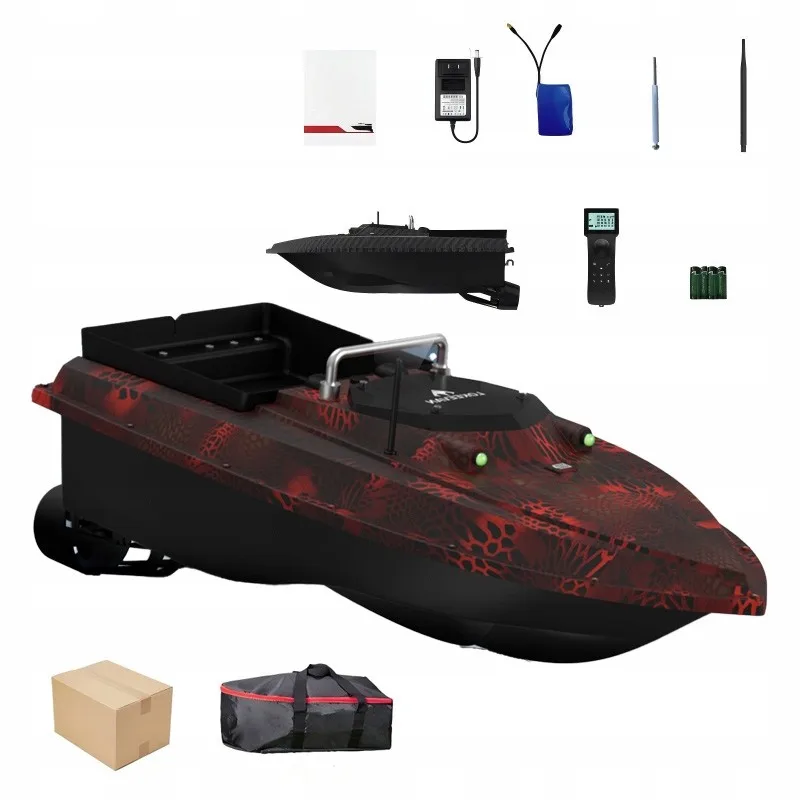 Angelköderboot mit Sonar, Temperatur-/Tiefenmesser, Schnellboot-Typ, 46800 mAh, GPS+Beidou Dual-Positionierungssystem, 4m/s, 3kg Traglast, 500m Fernbedienung, Automatische Rückkehr, Karpfenangel-Boot