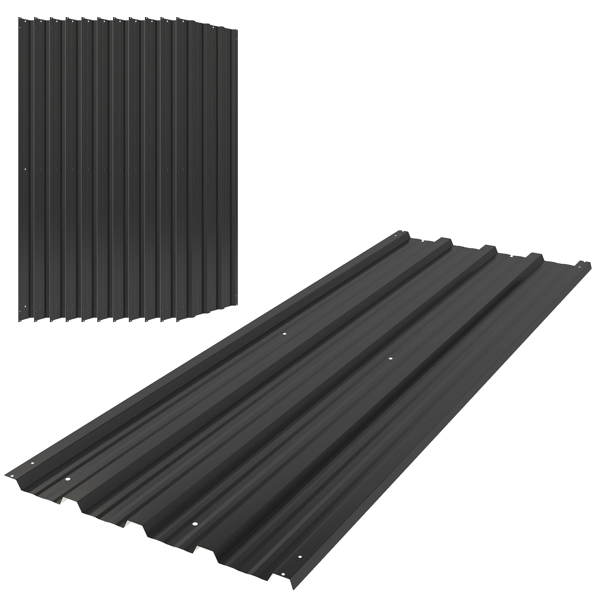 Patio Outsunny Corrugated Roofing Sheets, Pack of 12, Galvanised Metal