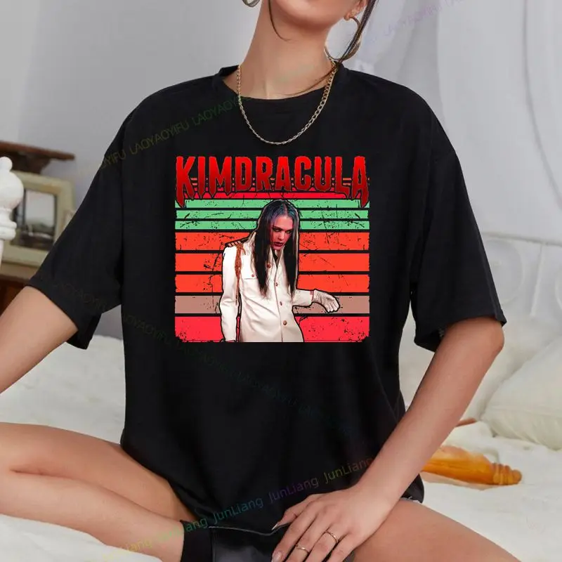 كيم دراكولا: تي شيرت ذو وجه دامي - تي شيرت رجالي على الطراز القوطي - ملابس صيفية عصرية للرجال والنساء
