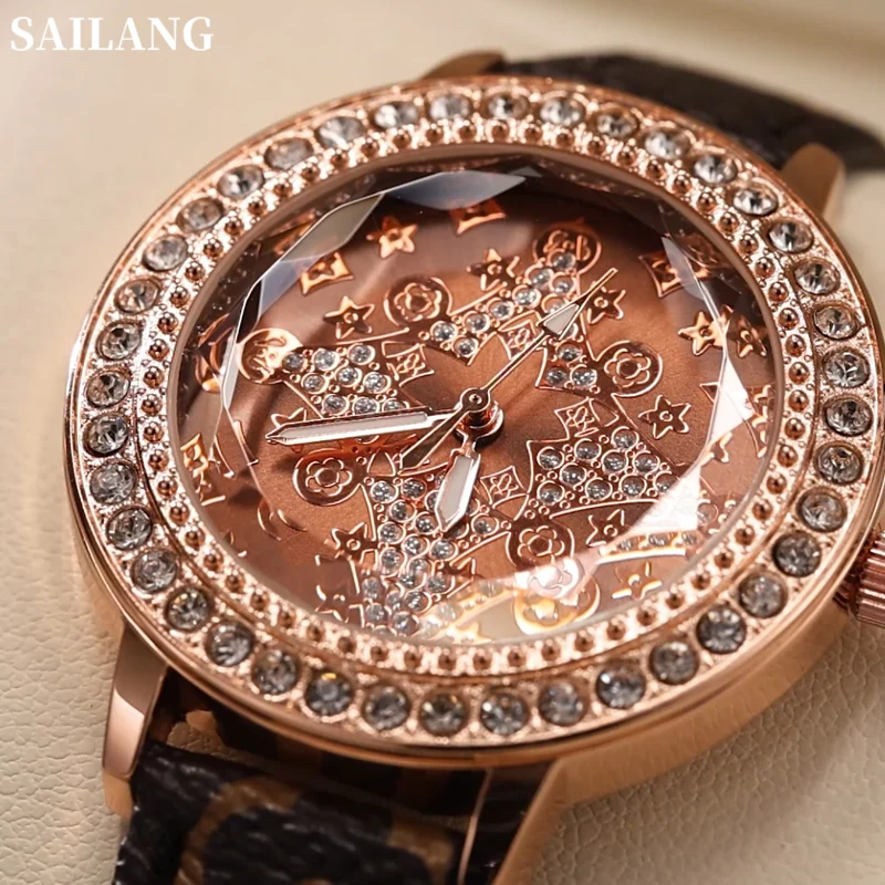 100%Original SAILANG Watch For Woman Waterproof Leather Strap Fashion Girls Women Square Watch Quartz Analog Ladies Wristwatch