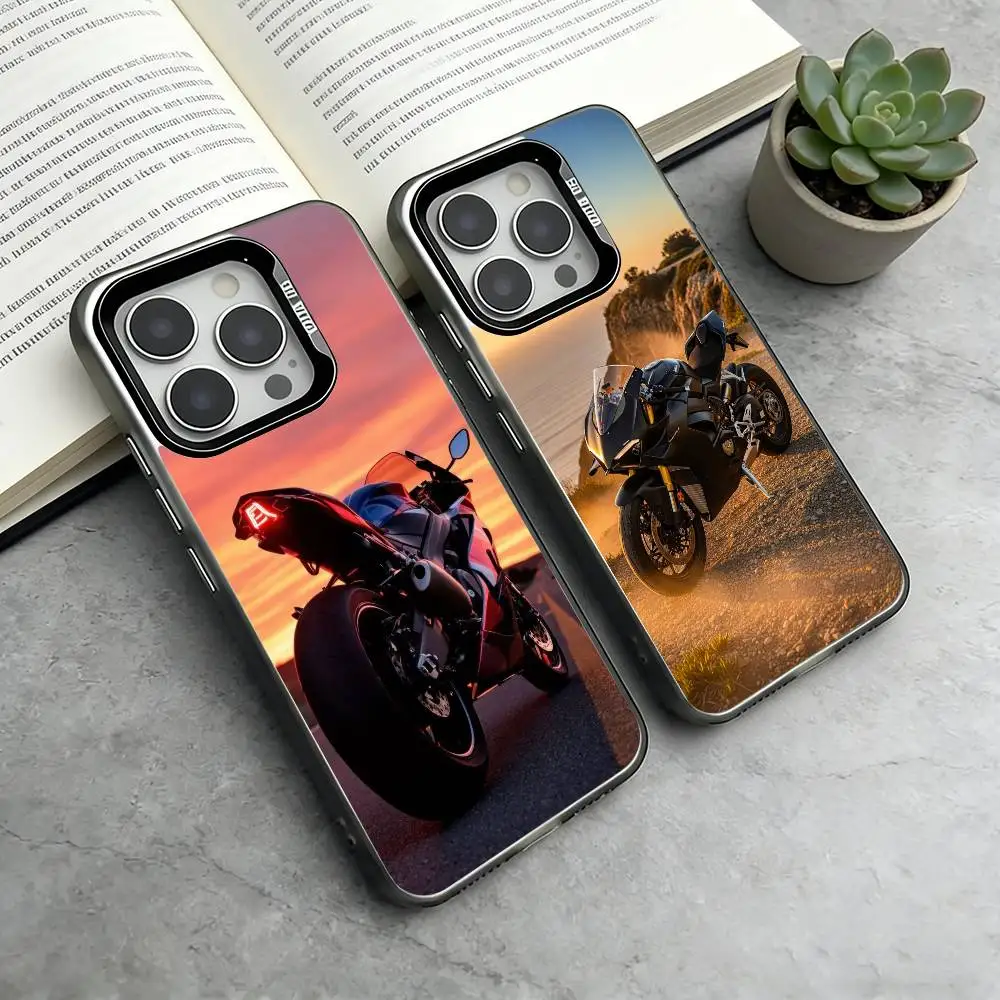 

M-Motorcycle Phone Case For iPhone 17,16,15,14,13,12,11 Plus,Pro Max,XS,Colorful Silver Phone case Funda Cover