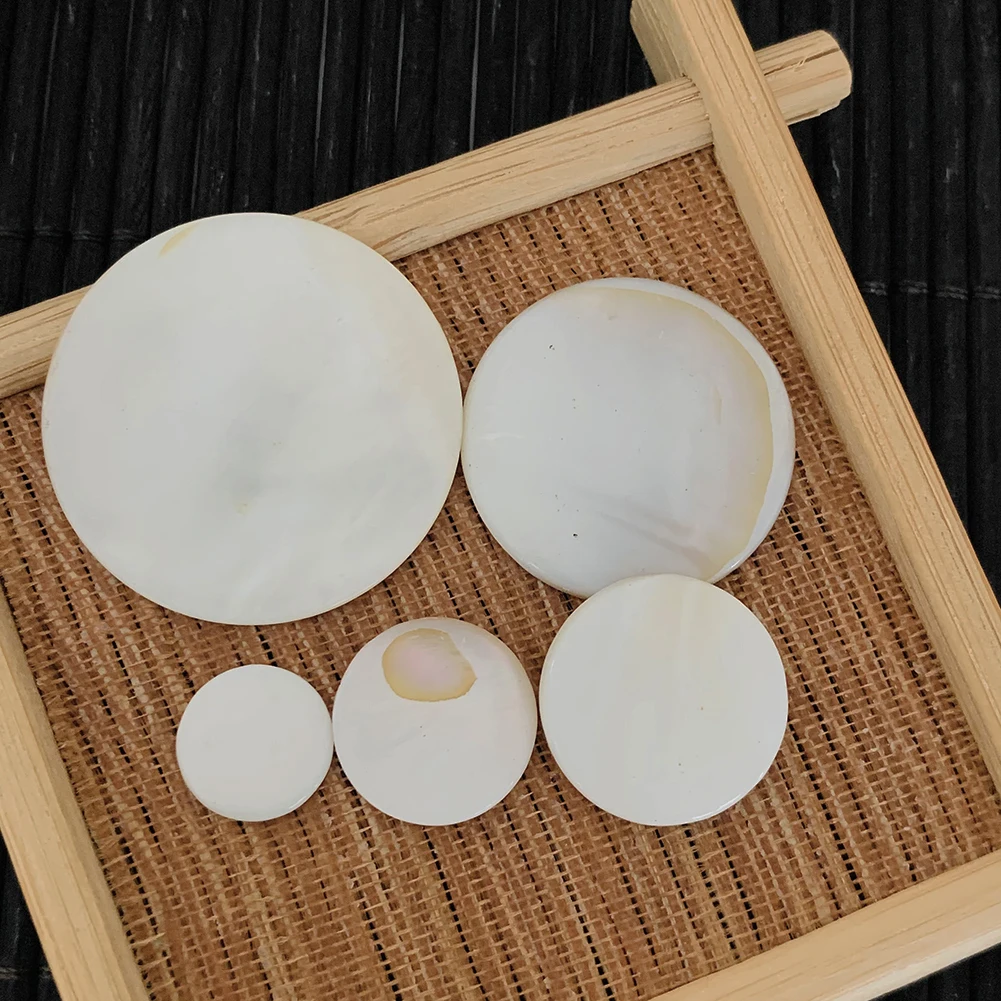 5pcs 6mm-22mm Natural Round Disk Mother of Pearl Flat Back Shell DIY Jewelry Round Slice MOP Shell for Necklace Phone Case Patch