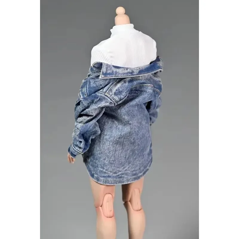Escala 1/6, soldado feminino, tendência, solto, casaco de trabalho, camisa jeans lavada para figura de ação de 12 polegadas, acessórios, corpo diy