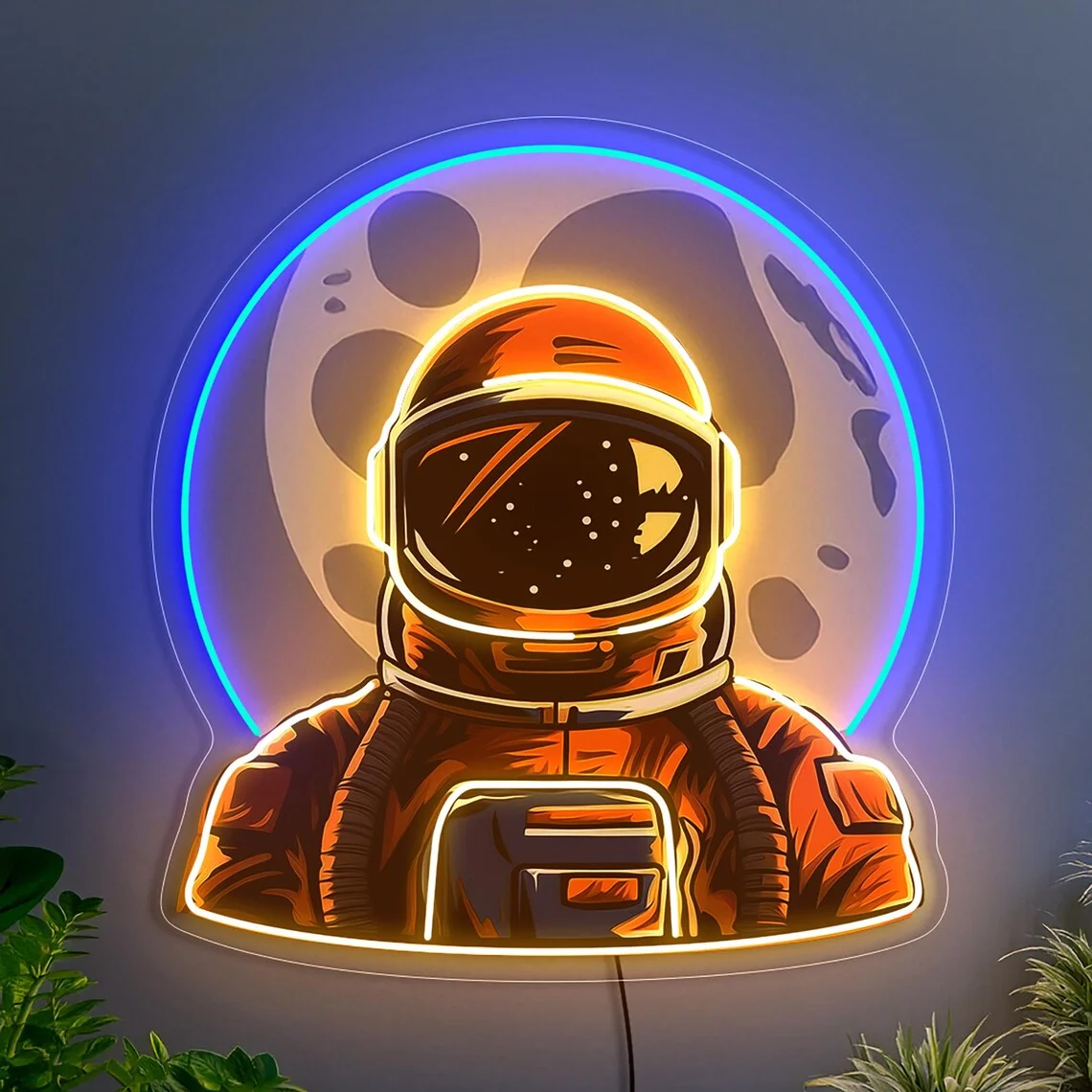 Astronaut Neon Sign Spaceman Astronaut UV Printed Neon Bedroom Home Office Wall Art Decor