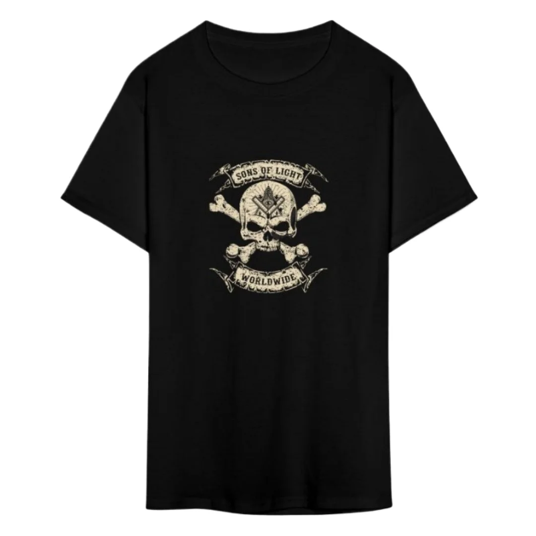 Freemasons Skull Son of Light World Wide Masonic T-Shirt 100% Cotton O-Neck Short Sleeve Summer Casual Mens T-shirt Size S-3XL